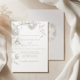 Elegante Vintage-Sepia-Hochzeits-Einladung Einladung
