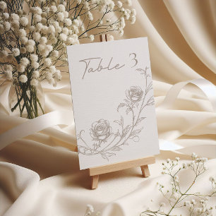 Elegante Vintage-Sepia-Hochzeitstisch-Nummer Tischnummer