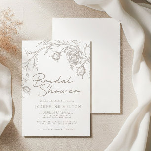 Elegante Vintage-Sepia-Rosen-Braut-Dusche Einladung