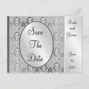 Elegante Vintage-Silber Save The Date Postkarten