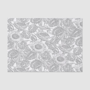 Elegante Vintage-Sonnenblume-Decoupage-Toile grau Seidenpapier