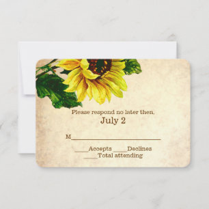 Elegante Vintage-Sonnenblumen-Hochzeits-RSVP-Karte RSVP Karte