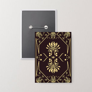 Elegante Vintage Spielkarte Schwarzes Gold Button