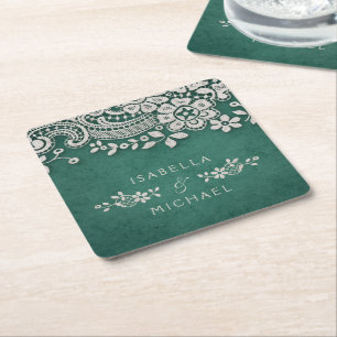 Elegante vintage-spitzenbesetzte Hochzeit in Smara Rechteckiger Pappuntersetzer