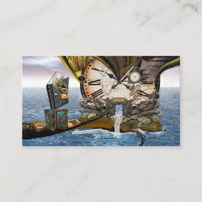 Elegante Vintage Steampunk-Drachenkunst Suede Wris Visitenkarte (Vorderseite)