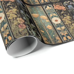 Elegante vintage-stimmungsvolle Art Nouveau Botani Geschenkpapier