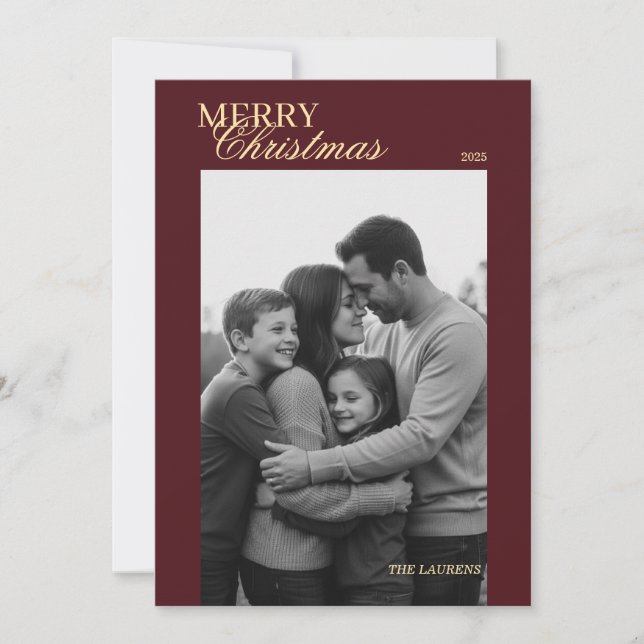 Elegante vintage Tartan Karo Weihnachtskarte Feiertagskarte (Vorderseite)