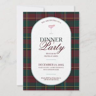 Elegante Vintage-Tartanplaid-Weihnachtseinladung Einladung