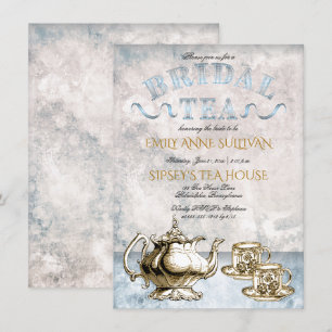 Elegante Vintage-Teekanne Tassen Braut-Teeparty Einladung
