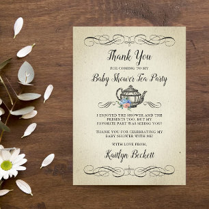 Elegante Vintage-Teeparty   Babyparty Dankeskarte