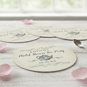 Elegante Vintage-Teeparty   Brautparty Runder Pappuntersetzer