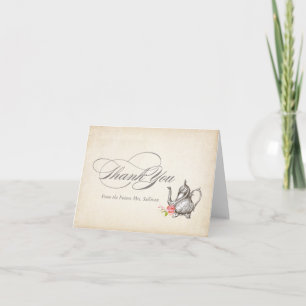 Elegante Vintage-Teeparty-Dankeskarte Dankeskarte
