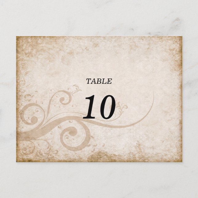 Elegante Vintage Tischnummer Postkarte (Vorderseite)