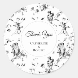 Elegante Vintage-Toile-Cupid-Engel-Dankeschön Runder Aufkleber