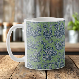 Elegante Vintage-Toile-de-Jouy in Blau-Grün Kaffeetasse