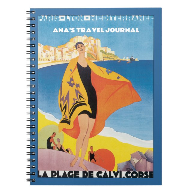 Elegante Vintage Travel Poster Journal Notizblock (Vorderseite)