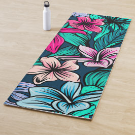 Elegante Vintage tropische Blume und Blätter Kunst Yogamatte