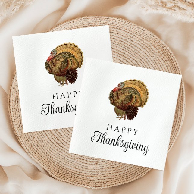 Elegante Vintage Türkei glücklich Thanksgiving Serviette (Elegant Vintage Turkey Happy Thanksgiving Napkins)