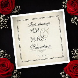 Elegante Vintage-Typografie Papierhochzeit Serviette
