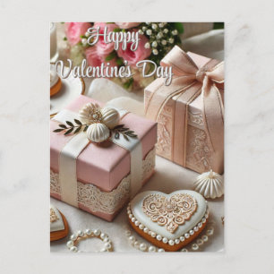 Elegante Vintage Valentinstag-Postkarte Postkarte