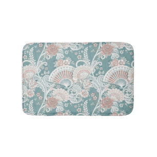 Elegante Vintage-Victorian-Fächer Blumenranken-Spi Badematte