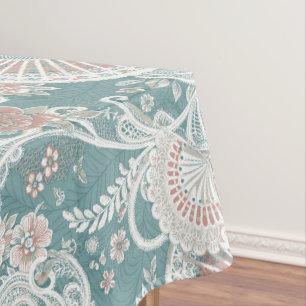 Elegante Vintage-Victorian-Fächer Blumenranken-Spi Tischdecke