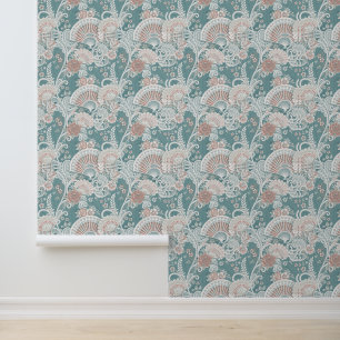 Elegante Vintage-Victorian-Fächer mit floraler Spi Tapete
