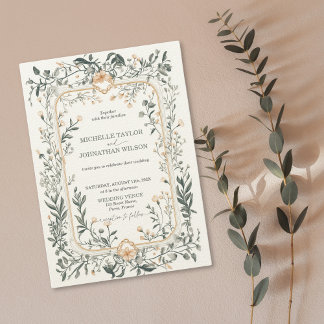 Elegante Vintage Viktorianische Blumenwiese Einladung
