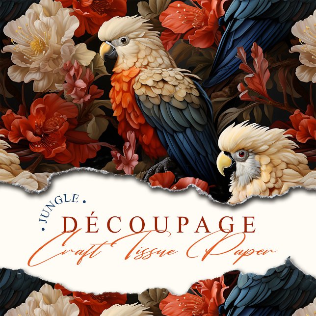 Elegante Vintage Viktorianische Boho Jungle Parrot Seidenpapier (This parrot decoupage tissue paper is both classic cool and colorful, perfect for your gift wrappin)