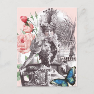 Elegante Vintage Viktorianische Mode-Frau Postkarte