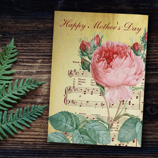 Elegante Vintage Viktorianische Rose Antike Musikn Karte (Von Creator hochgeladen)