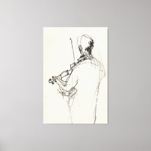 Elegante Vintage Violin Player Sketch - Premium Leinwanddruck