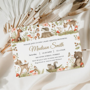 Elegante Vintage-Waldtiere-Baby-Party Einladung