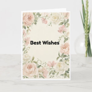 Elegante Vintage-Wasserfarbe-Floral Beste Wünsche  Karte
