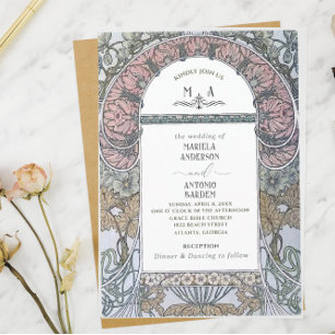 Elegante Vintage Wasserfarben Hochzeitsblumen Einladung