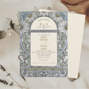 Elegante Vintage Wasserfarben Hochzeitsblumen Einladung