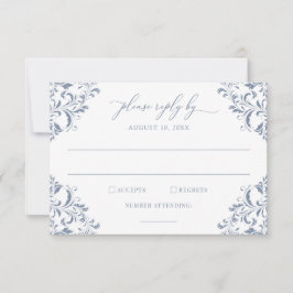 Elegante Vintage Wedding Dusty Blue Antique RSVP Karte