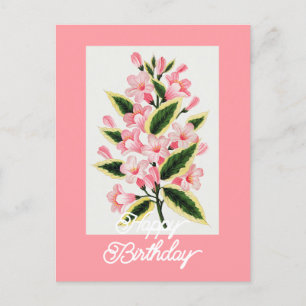 Elegante Vintage-Weigela-Pflanze Alles Gute zum Ge Postkarte