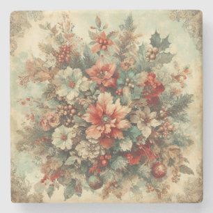 Elegante Vintage Weihnachten Blume Steinuntersetzer