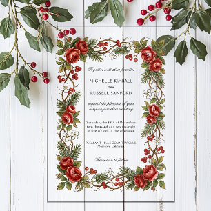 Elegante Vintage-Weihnachten Winter-Blumen-Rahmen Acryleinladungen