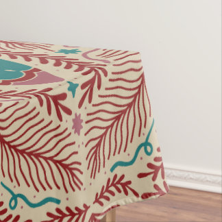 Elegante Vintage Weihnachts-Ornament Rote Aquamari Tischdecke