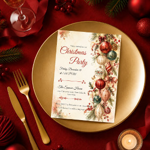 Elegante Vintage-Weihnachtsfeier Einladung