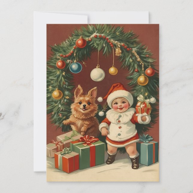 Elegante Vintage Weihnachtsfeier Feiertagskarte (Vorderseite)