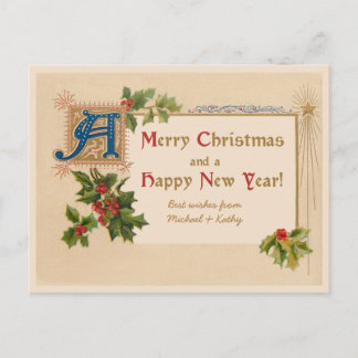 Elegante Vintage Weihnachtspostkarte Feiertagspostkarte