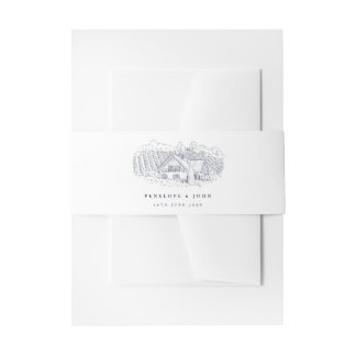 Elegante Vintage-Weingut-Zielhochzeit Einladungsbanderole