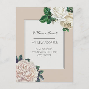 Elegante Vintage-Weiße Blumenelemente Ankündigung  Postkarte