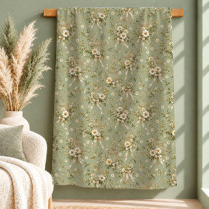 Elegante Vintage Weiße Gänseblümchen-Sage-Decke De Sherpadecke