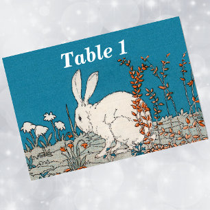 Elegante Vintage Weiße Kaninchen Blumen Tischnummer
