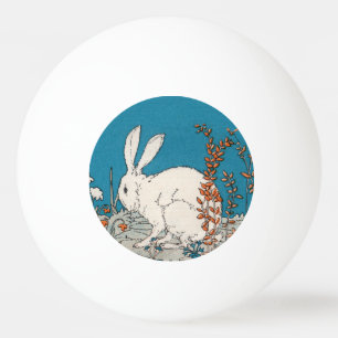 Elegante Vintage weiße Kaninchen-Blumen Tischtennisball