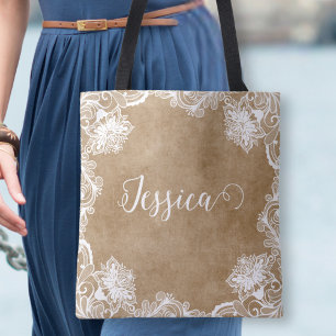 Elegante Vintage White Kontur Floral Bridal